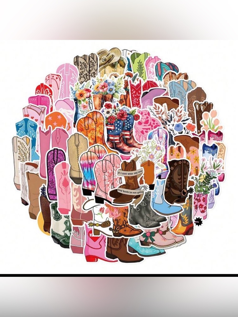 🌈 Cowboy Boot 60 Stickers